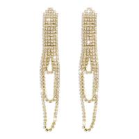 Fashion Fringe Boucles d'oreilles, strass, avec fer, Placage, bijoux de mode & pour femme, plus de couleurs à choisir, 115x12mm, Vendu par paire