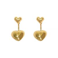 Cubic Zirconia Micro Pave Brass Earring Copper Alloy Heart real gold plated fashion jewelry & micro pave cubic zirconia & for woman nickel lead & cadmium free Sold By Pair