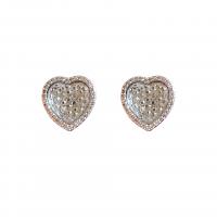 Cubic Zirconia Micro Pave Brass Earring Copper Alloy Heart platinum plated fashion jewelry & micro pave cubic zirconia & for woman nickel lead & cadmium free Sold By Pair