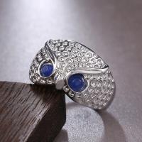 Brass Finger Ring Alloy with Cats Eye Owl silver color plated fashion jewelry & Unisex nickel lead & cadmium free 13mm Sold By PC