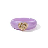 Bijoux bague, porcelaine, avec Acier inoxydable 304, poli, normes différentes pour le choix & pour femme & avec strass, violet, 6.80mm, Vendu par PC