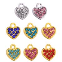 Colgantes de Aleación de Zinc en Forma de Corazón, chapado, Bricolaje & con diamantes de imitación, más colores para la opción, libre de níquel, plomo & cadmio, 10x8mm, 100PCs/Bolsa, Vendido por Bolsa