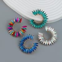 Pendientes de Perno de Aleación de Zinc, Joyería & para mujer & con diamantes de imitación, más colores para la opción, libre de níquel, plomo & cadmio, 41x41mm, Vendido por Par