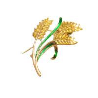 Fashion Broche Sieraden, Messing, tarwe, gold plated, mode sieraden & micro pave zirconia & voor vrouw, gemengde kleuren, nikkel, lood en cadmium vrij, 60x35mm, Verkocht door PC