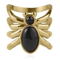 Titantium Cruach Finger Ring, Cruach Tíotáiniam, le Gemstone, Spider, unisex & micrea réiteach zirconia ciúbach, órga, Méid:8, Díolta De réir PC