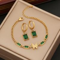 304 roestvrij staal Sieraden set, Vlinder, gold plated, verschillende stijlen voor de keuze & micro pave zirconia & voor vrouw, Verkocht door PC