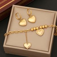 304 roestvrij staal Sieraden set, Hart, gold plated, verschillende stijlen voor de keuze & voor vrouw, Verkocht door PC