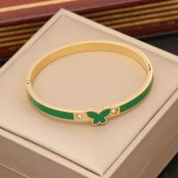 304 roestvrij staal Bangle, Vlinder, gold plated, voor vrouw & glazuur & met strass, meer kleuren voor de keuze, Binnendiameter:Ca 65x55mm, Verkocht door PC