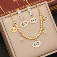 304 roestvrij staal Sieraden set, met turkoois, Boze oog, gold plated, verschillende stijlen voor de keuze & micro pave zirconia & voor vrouw, Verkocht door PC