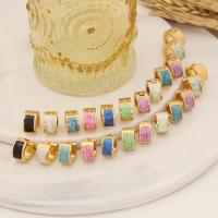 304 Stainless Steel Huggie Hoop Earring gold color plated for woman & enamel 10mm Approx 4mm Sold By Pair