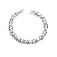 Messing Armbanden, met Cubic Zirconia, Hart, platinum plated, mode sieraden & voor vrouw, nikkel, lood en cadmium vrij, 7mm, Lengte Ca 16.8 cm, Verkocht door PC