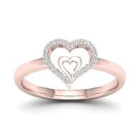 Zinc Alloy fingerring, Heart, rosa guld farve forgyldt, mode smykker & forskellig størrelse for valg & for kvinde & med rhinestone, nikkel, bly & cadmium fri, Solgt af PC