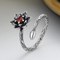 Cubic Zirconia Micro effenen Sterling Zilver Ringen, 925 sterling zilver, Lotus, mode sieraden & micro pave zirconia & voor vrouw, nikkel, lood en cadmium vrij, 14mm, Verkocht door PC