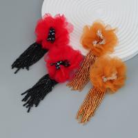 Fashion Fringe Oorbellen, Zinc Alloy, met Doek & Glas, mode sieraden & voor vrouw, meer kleuren voor de keuze, nikkel, lood en cadmium vrij, 116x61mm, Verkocht door pair