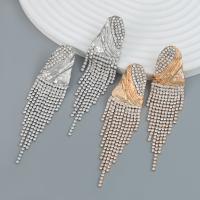 Fashion Fringe Earrings Zinc Alloy fashion jewelry & for woman & with rhinestone nickel lead & cadmium free Sold By Pair