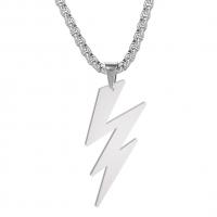 Roestvrij staal halskettingen, 304 roestvrij staal, Lightning Symbol, gepolijst, mode sieraden & voor de mens, oorspronkelijke kleur, 43x16.40mm, Lengte 60 cm, Verkocht door PC