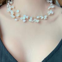 Iarann ​​Necklaces, le Pearl Plaisteacha, le 7cm slabhra extender, Croí, jewelry faisin, bán, Fad 38 cm, Díolta De réir PC