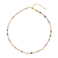 Pierre naturelle collier, avec laiton, avec 2inch chaînes de rallonge, Placage de couleur d'or, bijoux de mode & pour femme, Longueur Environ 15.7 pouce, Vendu par PC