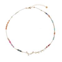 Acier titane collier, avec Pierre naturelle & perle de plastique, avec 2inch chaînes de rallonge, Plaqué d'or, bijoux de mode & pour femme, Longueur Environ 18.9 pouce, Vendu par PC