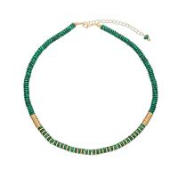 Acier titane collier, avec Aventurine, avec 2.76inch chaînes de rallonge, Plaqué d'or, Style bohème & pour femme, Longueur Environ 17.5 pouce, Vendu par PC