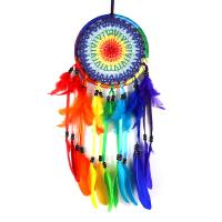 Fashion Dreamcatcher, Feder, mit Polyester & Kunststoff, Traumfänger, für Zuhause und Büro & Modeschmuck, regenbogenfarben, 50-55cm, verkauft von PC