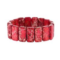 Gemstone Bracciali, diaspro impressione, Rettangolo, gioielli di moda & unisex, rosso, Lunghezza Appross. 18 cm, Venduto da PC