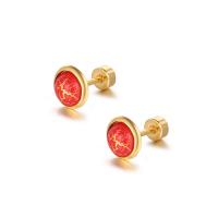 Titanium Steel  Earring fashion jewelry & for woman & enamel 7.9mm 4mm Sold By PC