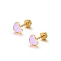 Titanium Steel  Earring Heart fashion jewelry & for woman & enamel 6.3*5.5mm 4mm Sold By PC