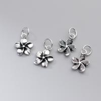 925 Sterling Sølv vedhæng, Flower, du kan DIY, flere farver til valg, 12.50x10x2.30mm, Solgt af PC