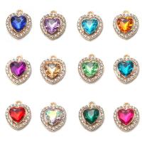 Zinc Alloy Heart Pendants DIY & with rhinestone nickel lead & cadmium free Approx 1.2mm Sold By Bag