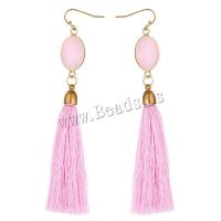 Fringe pendientes de la manera, cuarzo rosado, con Cordón de nudo & metal, borla, chapado en color dorado, Joyería & para mujer, Rosado, Vendido por Par