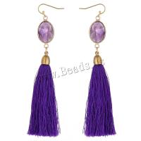 Mode-Fringe-Ohrringe, Amethyst, mit Knotenschnur & Messing, QuasteTroddel, goldfarben plattiert, Modeschmuck & für Frau, violett, verkauft von Paar