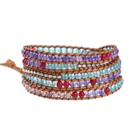 Achat Schmuck Armband, mit Wachsschnur & Hämatit & Zinklegierung, silberfarben plattiert, Modeschmuck & mehrschichtig & unisex, gemischte Farben, Länge ca. 85 cm, verkauft von PC