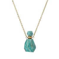 Amazonite Collier de bouteille de parfum, avec Acier titane, bijoux de mode & pour femme, bleu ciel, Longueur Environ 38 cm, Vendu par PC