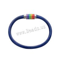 Fashion létrehozása Wax Cord karkötők, Viasz, -val 304 rozsdamentes acél, Szív, divat ékszerek & az ember, 5mm, Hossz Kb 7.87 inch, Által értékesített PC