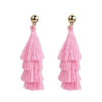 Fringe pendientes de la manera, aleación de zinc, con cordón de nylon, Joyería & para mujer, más colores para la opción, libre de níquel, plomo & cadmio, 83mm, Vendido por Par