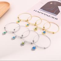 Bracelet Evil Eye bijoux, Acier inoxydable 304, avec résine, Réglable & bijoux de mode & pour femme, plus de couleurs à choisir, Diamètre intérieur:Environ 65x1.3mm, Vendu par PC