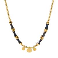 Collier de bijoux en acier inoxydable, Acier inoxydable 304, avec Acrylique, avec 6cm chaînes de rallonge, Plaqué d'or 14K, bijoux de mode & pour femme, deux couleurs différentes, Longueur 46 cm, Vendu par PC