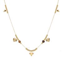 Collana in acciaio inossidabile, 304 acciaio inox, with acrilico, with 6cm extender chain, Placcato in oro 14K, gioielli di moda & per la donna, dorato, Lunghezza 43 cm, Venduto da PC