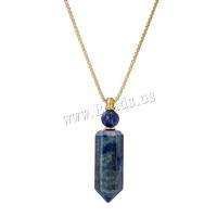 Gemstone Jewelry karoliai, Lapis Lazuli, su Titano plienas, Kūginę, Bižuterijos & moters, lazuritas, Ilgis Apytiksliai 38 cm, Pardavė PC