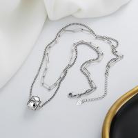 925 Sterling Silver Necklaces with 1.97inch extender chain Antique finish Double Layer & fashion jewelry & for woman nickel lead & cadmium free Length Approx 15.75 Inch Sold By PC