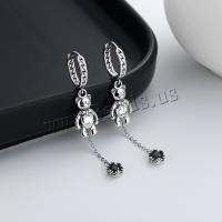 925 Sterling Silver Lever Back Earring Bear Antique finish fashion jewelry & micro pave cubic zirconia & for woman nickel lead & cadmium free Sold By Pair