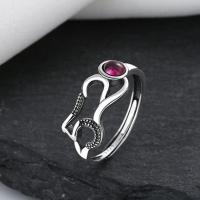 Sterling Silver smycken finger ring, 925 sterling silver, med Garnet, mode smycken & för kvinna, nickel, bly och kadmium gratis, 8mm, Säljs av PC