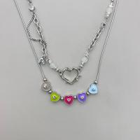 Collar de Aleación de Zinc, con Partículas de acero, Corazón, chapado, Joyería & diferentes estilos para la opción & para mujer, libre de níquel, plomo & cadmio, Vendido por UD