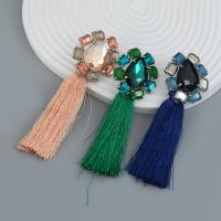 Fashion Fringe Boucles d'oreilles, alliage de zinc, avec corde en nylon, bijoux de mode & pour femme & avec strass, plus de couleurs à choisir, protéger l'environnement, sans nickel, plomb et cadmium, 103x47mm, Vendu par paire