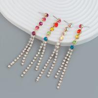 Fashion Fringe Earrings Zinc Alloy fashion jewelry & for woman & with rhinestone nickel lead & cadmium free Sold By Pair