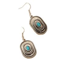 Boucles d'oreilles en alliage de zinc, avec turquoise, Placage de couleur argentée, bijoux de mode & pour femme, vert, 18x46mm, Vendu par paire