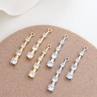 Messing hangers, met Cubic Zirconia, echt goud verguld, DIY, meer kleuren voor de keuze, 27x4mm, Verkocht door PC