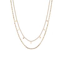 Acier titane collier, avec 1.8inch chaînes de rallonge, Losange, Plaqué or 18K, Double couche & bijoux de mode & chaîne à billes & pour femme, Longueur Environ 15.7 pouce, Environ 17.3 pouce, Vendu par PC