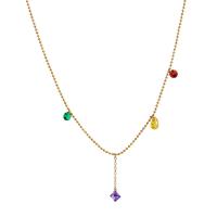 Acier titane collier, avec 2inch chaînes de rallonge, chaîne à billes & pavé de micro zircon & pour femme, plus de couleurs à choisir, Longueur Environ 16.1 pouce, Vendu par PC